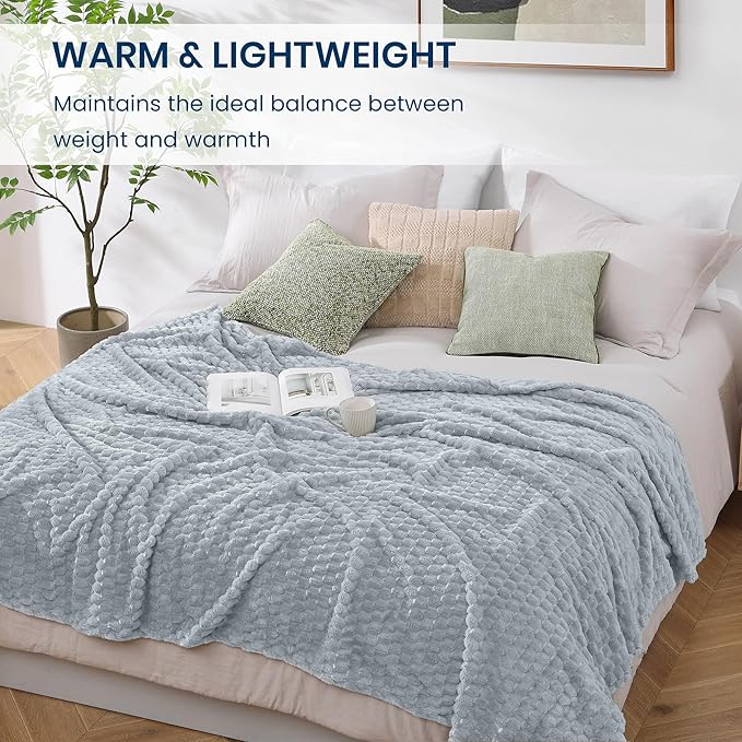 Monbix Haze Blue Fleece Throw Blanket for Couch- Room Decor Soft Cozy Blankets for Women, Lightweight Fleece Flannel Bed Blanket Suitable for All Seasons(50"×60",Haze Blue)