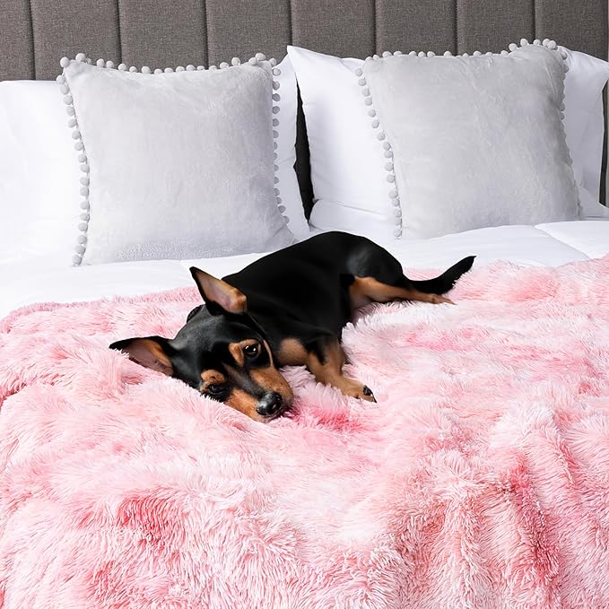 Pavilia Pink Fluffy Throw Blanket for Couch, Fuzzy Plush Warm Blanket, Super Soft Thick Faux Fur Sherpa, Tie-Dye, 50x60