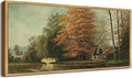 SHENIFY Vintage Framed Wall Art Countryside River Landscape Painting Retro Fall Scenery Farmhouse Kitchen Living Room Decor - 8x16in Natural Framed