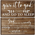 Chunful 2 Pcs Give It to God and Go to Sleep Sign Above Bed Wall Decor Serenity Prayer Sign Prayer Wall Art Rustic Farmhouse Vintage Bedroom Decor for Home(Vintage Style)