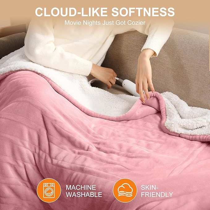 Heated Blanket Full Size Electric Blanket 72''X84'' - Fast Heating Blanket for Adults Ultra Warm Fluffy Winter Warming Blanket with Adjustable Temperature & Machine Washable, Valentine's Day gifts