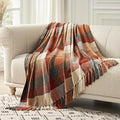 EverGrace Plaid Chenille Throw Blanket for Couch, Super Soft Cozy Decorative Fall Throw Blanket with Tassels for Bed Sofa Gift, Lightweight Harvest Plaid Throw Blanket for Autumn 60"x80"
