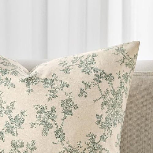 100% Cotton French Pastoral Throw Pillow Covers Set of 2, 24x24 Inch Vintage Green Farmhouse Decorative Cushion Covers for Sofa Bed Living Room Home Decor