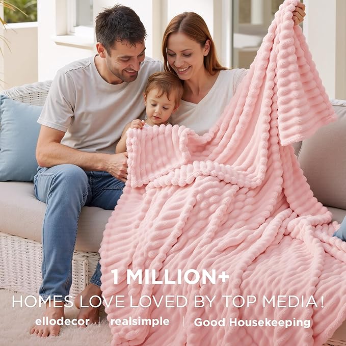 Bedsure GentleSoft Pink Throw Blanket for Couch - Birthday Gifts for Teen Girls Her Sister, Soft Cozy Cute Small Fleece Throw Blanket for Girls, Coral Pink Room Home Decor, 50x60 Inches