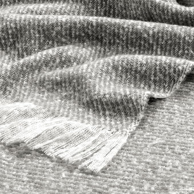 BOURINA Throw Blanket Soft Lightweight Cozy Throw for Bed Couch Decorative Blanket, Light Grey 50" x 60"