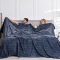 Soft Cozy 120x138 Inches Seamless Oversized King Fleece Blanket, 3D Jacquard Decorative Giant 10'x11.5' California King Blanket Extra Large for Bed, Sofa, Couch, Travel, Navy Blue Chain