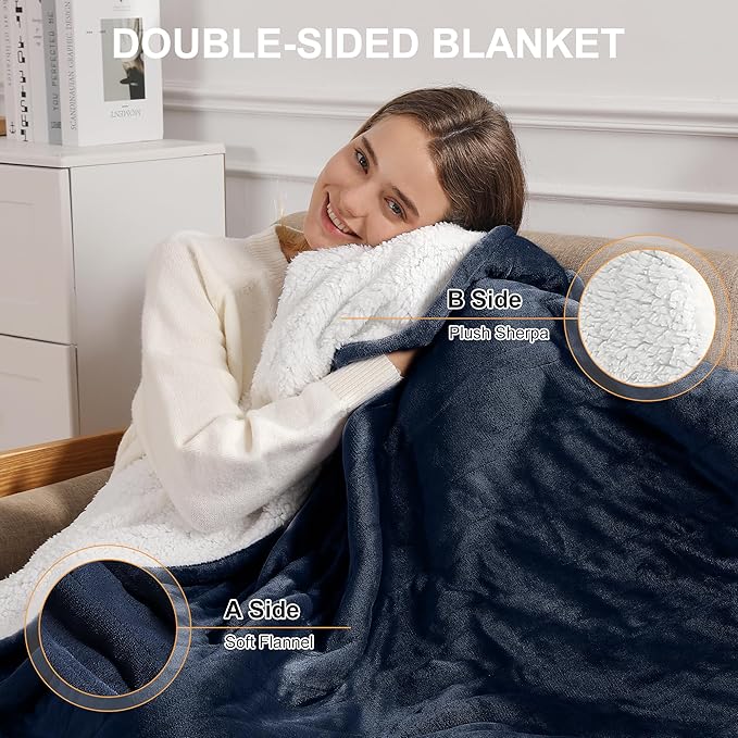 Electric Blanket Full Size Heated Blanket 72''X84'' - Fleece Heated Blankets Washable with 5 Heating Level & 10 Hour Auto Off Heated Lap Blanket for Office, Chair Blanket for Winter, Great Gift Ideas