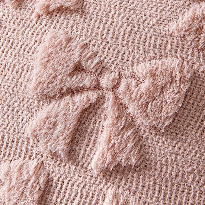 MIULEE Blush Pink Bow Pillow Covers Coquette Room Decor Aesthetic Set of 2 Spring Decorative Cute Girl Soft Plush Faux Pillowcase for Preppy Room Decor Bedroom Couch,20x20 Inch