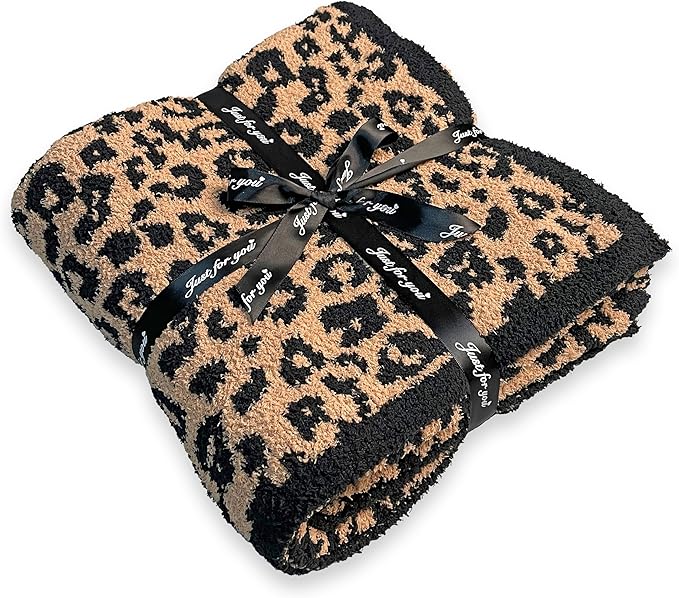 Ultra Soft Leopard Throw Blanket, Cozy Warm Reversiable Luxury Fluffy Blanket Throw Cheetah Blanket Leopard Pattern Throw for Couch Bed Sofa, 51x63 inches, Black Brown