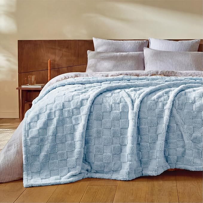 Bedsure GentleSoft King Size Blanket for Bed - Super Soft Cozy Blankets for Women Men Girls, Large Fuzzy Fleece Throw for Bedroom Decor, Light Blue,108x90 Inches