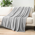 PAVILIA Light Grey Fleece Throw Blanket for Couch Twin Size, Silver Super Soft Fuzzy Flannel Throw for Sofa, Luxury Plush Microfiber Blanket Twin Bed, Home Decorative Velvet Gift Blanket, 60x80