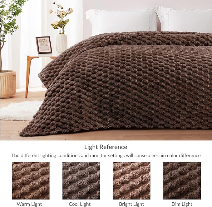 Whale Flotilla King Size Blanket for Bed with Jacquard Pattern, Fuzzy Soft Cozy Exquisite Blankets for All Season, Warm and Fluffy, 90x104 Inch, Coffee