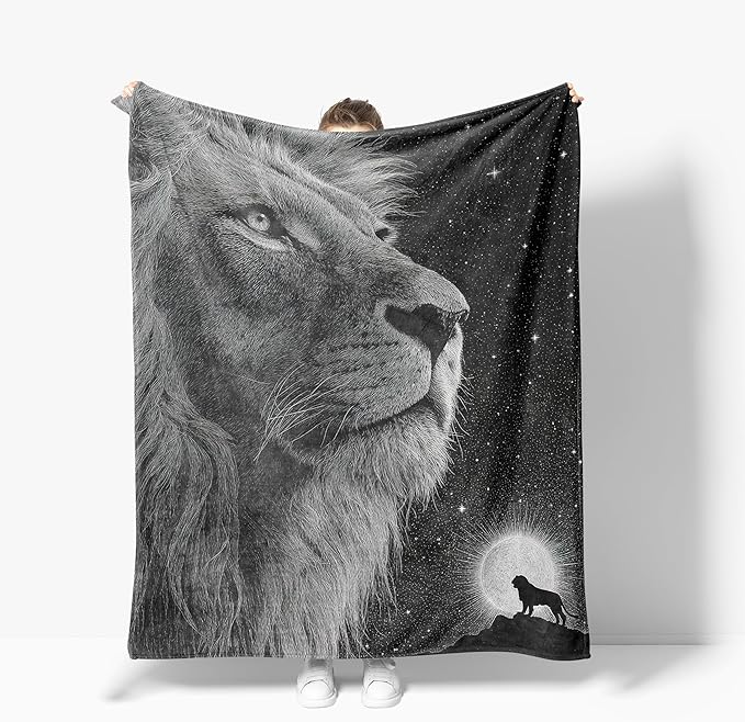 Lion Throw Blanket Soft Warm Cozy Lions Wildlife Blankets Fuzzy Plush Fleece Lion Blanket Gifts for Couch Bed Sofa Home Decor 40''X50''