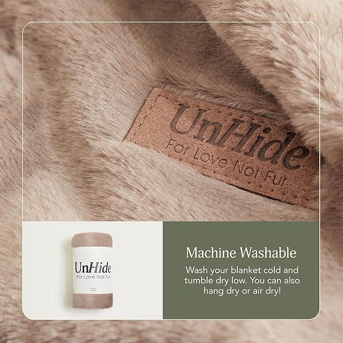 UnHide Lil’ Marsh Faux Fur Blanket - Lightweight, Soft Throw Blanket - Machine Washable - Ideal for Bed, Couch, or Reading Chair- X-Small (34" x 44") Mocha Shar Pei