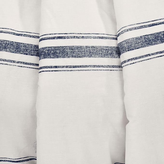 Lush Decor Farmhouse Stripe Reversible Throw, Single, 50" W x 60" L, Navy - Blue Throw Blanket For Bed - Soft Blanket - Couch Throw - Rustic Farmhouse Decor