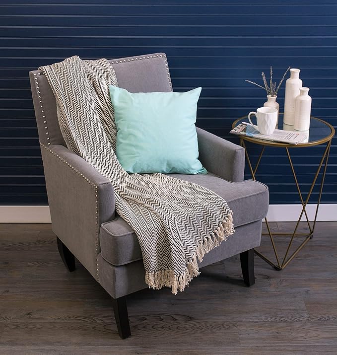 DII Chevron Throw Collection Handloomed Cotton, 50x60, Nautical Blue
