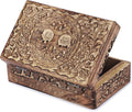 Ajuny Wooden Hand Carved Decorative Box with Tree Of Life Carvings Natural - Multipurpose Use As Jewelry Storage, Trinket Holder or Watch Box, Great For Gifts