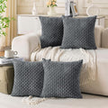 Set of 4 Medium Grey Decorative Throw Pillow Covers 18x18 Inch Corduroy Pillow Covers for Bed Couch Sofa Living Room Soft Square Cushion Cases