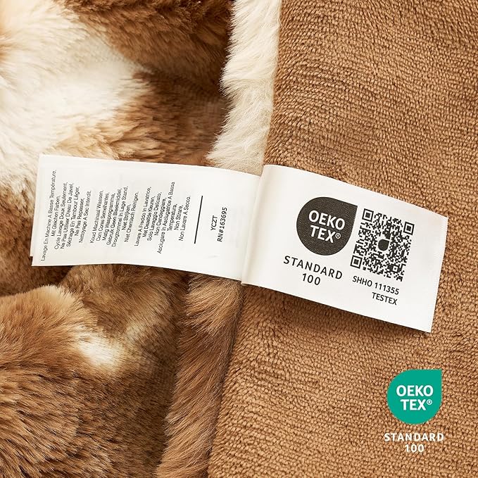 Cozy Bliss Deluxe Striped Rabbit Faux Fur Throw Blanket, Soft Fluffy Warm Plush Blanket for Winter, Modern Homr Decor, Tie-dye Brown 50"x60"