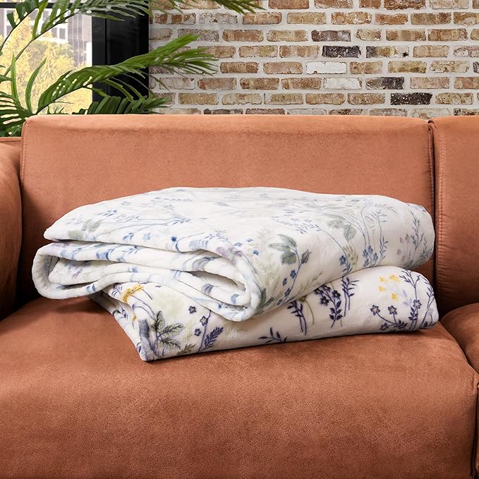 Lucky Brand Wildflower Purple Floral 50"x70" Cozy Plush Blanket - Premium Microfiber Throw for Luxurious Comfort and Style