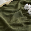 Bedsure GentleSoft 100% Cotton Blanket King Size for Bed - Breathable and Lightweight, Soft Cozy Textured Herringbone Woven Blanket for Summer, Olive Green, 108x90 inches