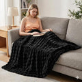 Luxury Double-Sided 3D Bubble Faux Fur Blanket, Ultra Plush Cozy Throw for Couch, Sofa & Bed, Premium Soft Gift Blanket for Women & Men, Neutral Colors