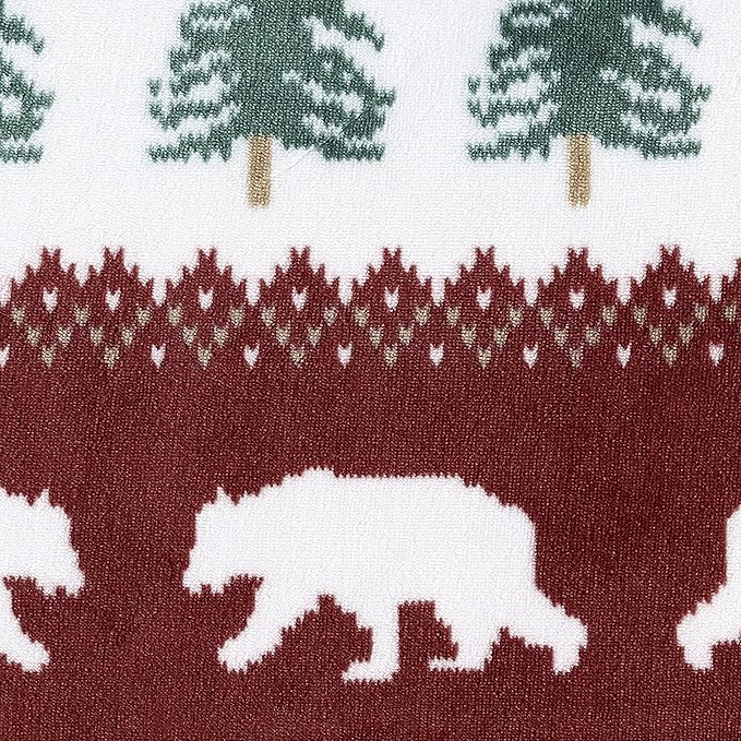 Eddie Bauer - Throw Blanket, Brushed Fleece & Plush Sherpa Bedding, Blanket for Couch & Bed (Grizzly Peak Red, 50" x 60")