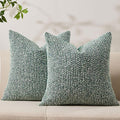 Allorry Decorative Couch Throw Pillow Covers 20x20 Set of 2 Green Striped Soft Wool Pillow Covers Neutral Textured Boho Cushion Covers for Modern Farmhouse Sofa Bedroom Living Room Decor SY012-D20