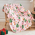 Christmas Blanket Soft Cozy Pink Christmas Throw Blankets with Holiday Themed Print for Couch Bed Home Decor, Fuzzy Warm Winter 50"x60" (Pink)