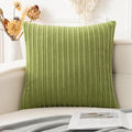 UGASA Decor Soft Solid Velvet Toss Throw Pillow Cover Fashion Striped Decorative Pillow Case Handmade Cushion Cover for Couch, 20x20 inches, 1 Piece, Green
