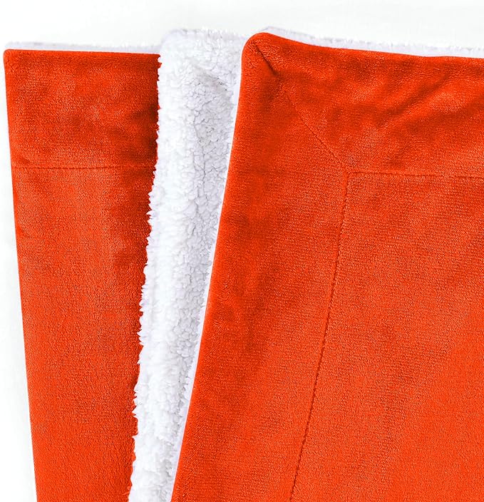 Mocassi Premium Ultra-Soft Flannel Fleece Sherpa Throw Blanket - Warm Cozy Reversible Plush Micromink Blanket for Couch, Bed and Sofa - Fluffy, Christmas Winter Bedding Gift, Twin XL, Orange