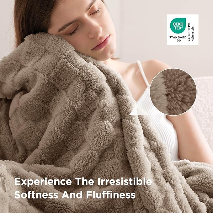 Bedsure GentleSoft King Size Blanket for Bed - Super Soft Cozy Blankets for Women Men Girls, Large Fuzzy Fleece Throw for Bedroom Decor, Light Brown,108x90 Inches