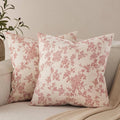 100% Cotton French Pastoral Throw Pillow Covers Set of 2, 20x20 Inch Red Farmhouse Decorative Cushion Covers for Sofa Bed Living Room Home Decor