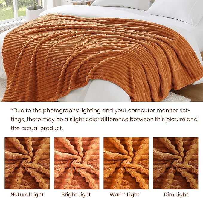 Monbix Yellow-Brown Fleece Throw Blanket for Couch- Room Decor Soft Cozy Blankets for Women, Lightweight Fleece Flannel Bed Blanket Suitable for All Seasons(50"×60",Yellow-Brown)