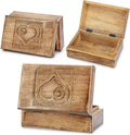 Ajuny Wooden Decorative Jewelry Box with Heart Design Carving - Multipurpose Treasure Chest Storage Keepsake Box Necklaces Watch Organizer Boxes Birthday Gifts for Women & Men 8x5 Inch