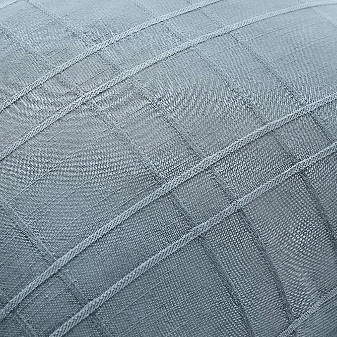 MIULEE Decorative Linen Check Throw Pillow Covers Neutral Farmhouse Vintage Pillow Covers 18x18 Set of 2 Boho Modern Home Decor for Sofa Couch Bedroom Cushion Blue Grey