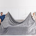 Soft Cozy 120x120 Inches Seamless Oversized King Fleece Blanket, 3D Jacquard Decorative Giant 10'x10' California King Blanket Extra Large for Bed, Sofa, Couch, Travel, Light Grey Chain