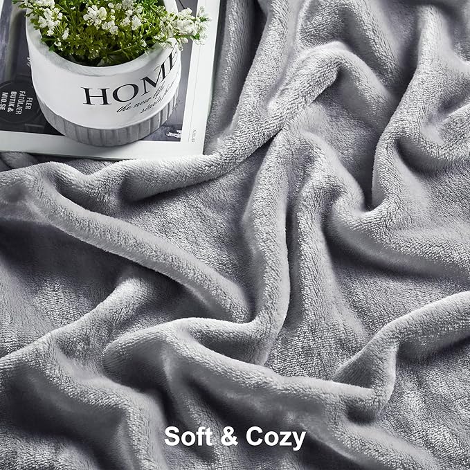 DREAMNINE Extra Large Soft Comfy Fluffy Fleece Bed Blanket Queen Size 90" x 90", Luxury Decorative Fuzzy Blanket for Women Girl, Big Cozy Gray Shaggy Warm Flannel Blankets for Winter Autumn Pets, Grey