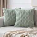 MIULEE Pack of 2 Decorative Throw Pillow Covers 18x18 Inch Soft Boho Striped Textured Corduroy Pillow Covers Modern Farmhouse Home Decor for Couch Bed Sofa Living Room Greyish Green