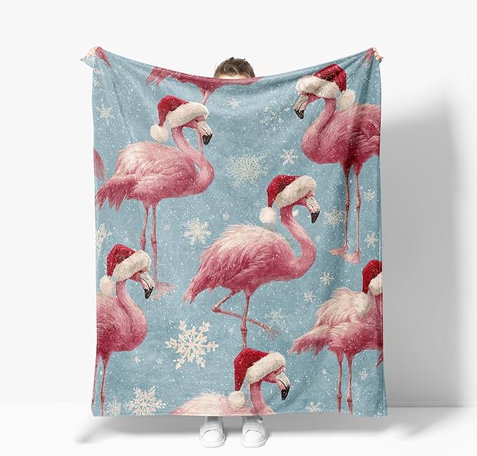 Flamingo Throw Blanket Soft Warm Cozy Christmas Flamingos Blankets Fuzzy Plush Fleece Flamingo Blanket Gifts for Couch Bed Sofa Home Decor 40''X50''
