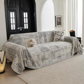 MYSKY HOME Boho Sofa Covers, Couch Covers for 2 Cushion Couch Sofa, Chenille L Shape Sectional Couch Cover, Machine Washable, Sofa Protector for Dog, Kid, 71"x118", Light Grey Artistic Gradient