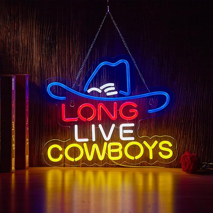 Long Live Cowboy Neon Sign for Wall Décor LED Cowboy Neon Sign Decor Light.