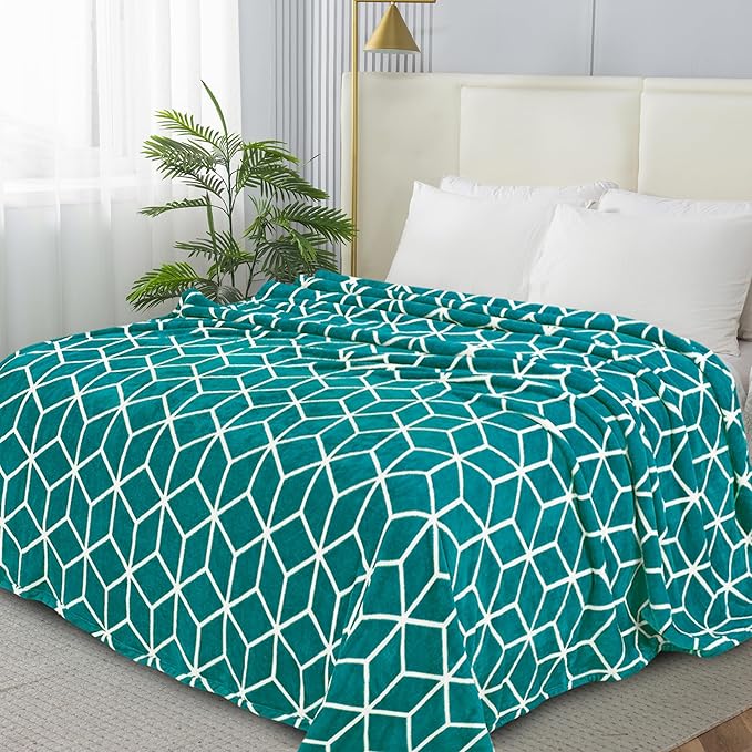 Elegant Comfort Luxury Velvety-Soft Coral Flannel Blanket Micro-Velour Ultra-Softness Fuzzy Plush, , Twin/Twin XL, Teal