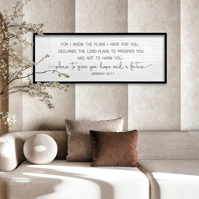 TQianJiang Jeremiah 29:11 Wall Art Bible Verse 40"x15" For I Know The Plans I Have For You Sign Large Christian Scripture Blessing Hanging Decoration (Black