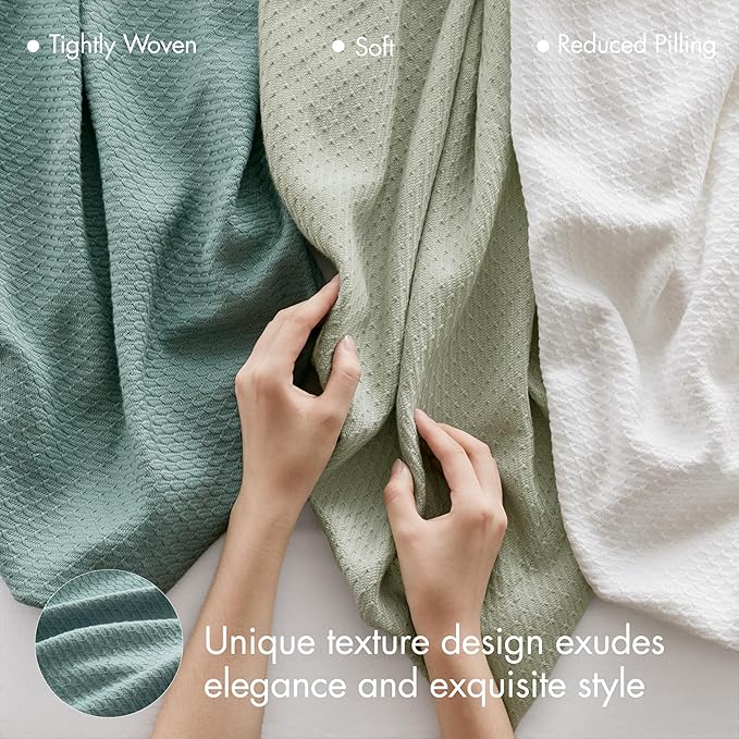 Madison Park 100% Egyptian Cotton Lightweight Summer Blanket, Breathable Waffle Knit Design, Soft Cozy All-Season Throw for Bed, Couch or Sofa, Teal Twin Size (66"x90")