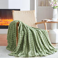 3D Bubble Plush Blanket Textured Fleece Throw Soft Warm Cozy Blanket Couch Bed Throw Green 50x60 Inches