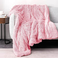 Pawque Blankets Queen Size for Bed - Sherpa Fleece Faux Fur Fluffy Blanket for Women Men, Luxury Super Soft Decorative Throw for Sofa Couch Chair, Bright Pink 90x90 inches