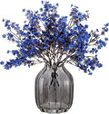 JAKY-Global Real Babys Breath Artificial Flowers Dark Blue 6 Bundle Vase Filler European Fake Silk Plants Decor Dresser Wedding Party Decoration Bouquets DIY Home Garden