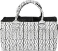 Sammy & Lou Diaper Caddy Organizer - Collapsible Tote Bag with Handles - Organizer for Diapers, Wipes & Baby Changing Supplies - Felt Storage Organizing Bin for Car, Desk, Nursery (Herringbone)