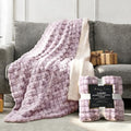 Micromink Sherpa Throw Blanket for Couch, Fluffy Plush Reversible Throw Blanket for Sofa Bed Chair Room Decor - Luxury Soft Cozy Gifts for Women, 50 x 60 Inches, Purple